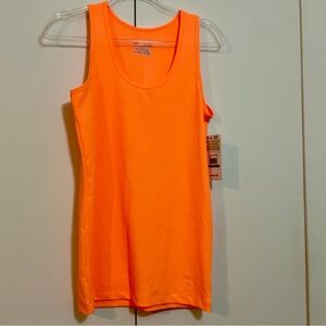 NWT Under Armour Orange Neon Work Out Tank Top Long